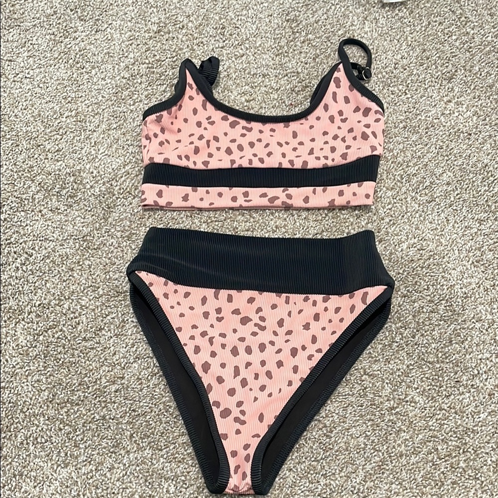 Pink Leopard Print Bikini Set- beach riot